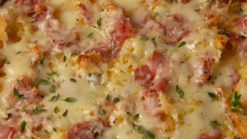 Ham Breakfast Casserole with Muenster Cheese