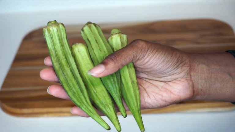 okras in hand